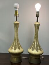 Pair Vintage Mid Century Chalkware Genie Lamp Quartite Creative Corp 1960 Atomic picture