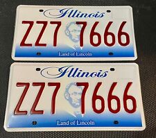 ILLINOIS TRIPLE 6 PAIR OF LICENSE PLATES REPEATING 666 ZZ7 7666 TRIPLE SIX picture