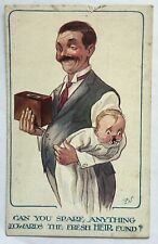 Rich Man in Suit with Baby Funny Vintage Postcard picture