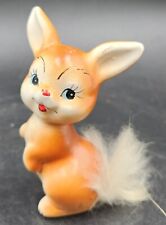 VINTAGE ENESCO RANDY RABBIT EASTER BUNNY FIGURINE WITH FUR 1950'S JAPAN Kitsch  picture