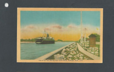 Ca 1927 Post Card Muslegon Mi Car Ferry Passing Coast Guard Station picture