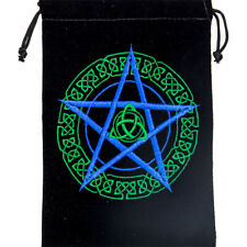 Colorful Pentacle Triquetra Black Velveteen Tarot, Crystal or Rune Bag picture