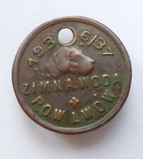 1936/37y Vintage Poland ZIMNA WODA LWOW area Dog Tax Tag License RARE picture