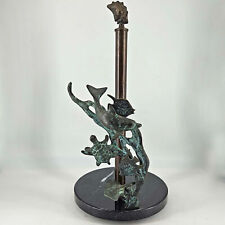 Vintage bronze nautical dolphin turtle coral reef marble base paper towel holder picture