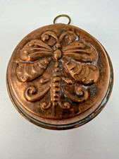 Copper Round Jello Jelly Aspic Mold Butterfly Pattern Made in Sweden 4 inch picture