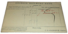 APRIL 1894 GEORGIA RAILROAD BANK POST CARD  picture