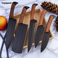 Full Tang Carbon Steel Knife Set | 5-Piece Handmade Kitchen Knives picture