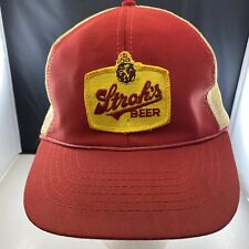Vintage Strohs Beer Hat Trucker Patch Snapback Cap Red Yellow White Alcohol picture