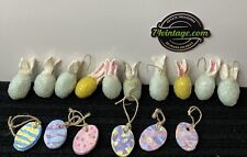 16 Items - Vintage Easter Egg Ornaments - Egg Ears  Hanging And Painted Loops picture