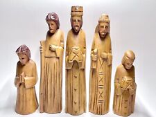 Vintage Hand Carved Wooden Nativity Set Pieces, Three Kings, Joseph, Marry picture
