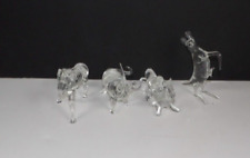Hand Blown Glass Animals Clear Glass Lot Of 4 Lion, Camel, Rhino And Kangaroo  picture