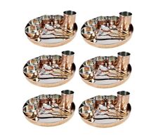 Handmade Hammered 100% Pure Copper Stainless Steel Dinnerware Thali set 10pcs picture