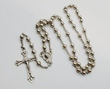 Vintage INRI ROSARY Silver tone Small BB pull chain Necklace 13