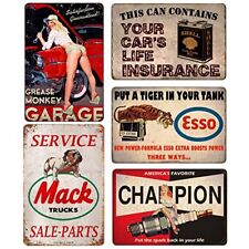 5PCS Gas Motor Oil Antique Tin Signs Vintage Gas Oil Metal Signs Garage Man C... picture