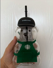 2026 NEW Starbucks Bearista Glass Cup 25 oz Philippines Exclusive Green Apron picture