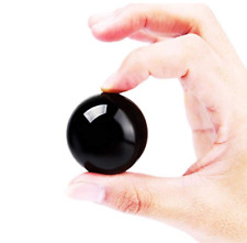 30mm Natural Black Obsidian Rainbow Cat eye Sphere Crystal Ball Healing Stone picture
