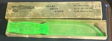 Beautiful Vintage Dur-X Green Depression Glass Uranium Fruit Knife W/Box picture