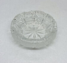 Vintage 1970s Crystal Glass Ashtray Etched Snowflake 3.5” Tabletop Art Decor O picture