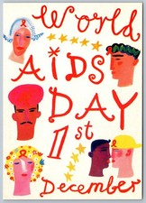 World AIDS Day Postcard Christopher Corr Red Ribbon HIV Awareness Art UK 1990s picture