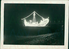 1954 Southend on Sea The ship Illuminated By Night Essex England 3.2x2.2
