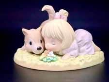 Rare Precious MomentsGirl & Wolf Pup Endangered Species Limited Edition picture