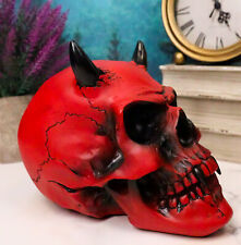 Inferno Horned Bloody Crimson Demon Hell Fire Vampire Pit Lord Skull Figurine picture