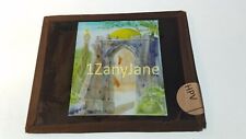 HPV Glass Magic Lantern Slide Photo Vintage STONE ARCHWAY INTO COURTYARD picture