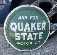 Vintage 1969 Quaker State Motor Oil Metal Button Sign | Gas Service Station 24