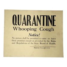 1930s Whooping Cough Quarantine Notice Vintage Authentic Medical Ephemera 14x11 picture