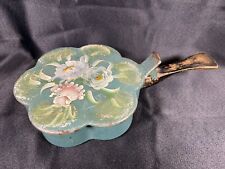 VTG Silent Butler Crumb Catcher  Hand Painted Floral Plymouth Tole Wood Handle picture