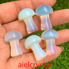 25mm+ Hand Carved Opalite mushroom crystal hand-polished reiki healing 5pc picture