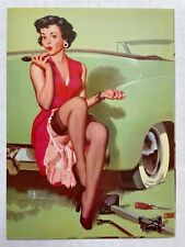 1950-60's SMALL Pinup Girl Picture Woman Changing Flat Tire by KO Munson picture