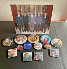 Lot George HW Bush Quayle Campaign Pins Ford Nixon Reagon Carter Group Photo picture