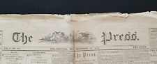 RARE Antique 1858 THE PRESS Newspaper ~ Philadelphia ~ Vol. 2, No. 115 picture