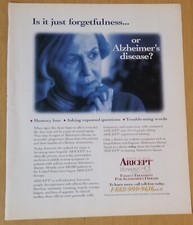 Aricept Donepezil for Alzheimer's Symptoms 1999 Vintage Print Advertisement picture