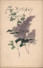 A Birthday Greeting Lilacs Postcard Vintage Post Card picture