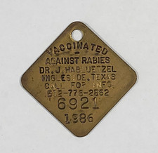 Vtg 1986 Ingleside, Tx Dog Brass Rabies Tag License picture