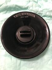 HOTEL NEW YORKER NYC BLACK GLASS ART DECO ASHTRAY WITH MATCH HOLDER CIRCA 1935 picture