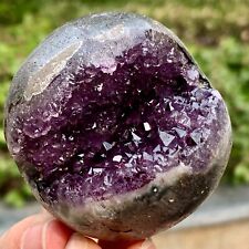 196G   Natural Uruguayan Amethyst Quartz crystal open smile ball therapy picture