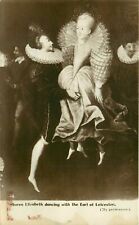 Queen Elizabeth Dancing Earl of Leicester Royalty RPPC Postcard picture