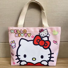 Women Girl's Pink Hello Kitty Heart Handbag Tote Canvas Shopping Storage Bag picture