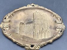 Antique 'Souvenir de Reims La Cathedrale'~Metal Plaque picture