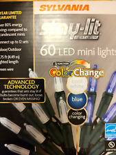 SYLVANIA STAY-LIT 60 COLOR CHANGE COOL WHITE/BLUE LED MINI LIGHTS - NEW picture