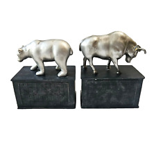 Vtg Pair of Wall Street Stock Market Bookends Representing 