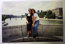 Vintage PHOTO Couple Posing on Bridge over River in Europe picture
