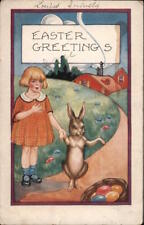 Easter Bunnies Easter Greetings Whitney Made Antique Postcard Vintage Post Card picture