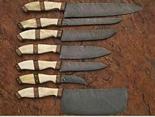 7 Custom Handmade Damascus steel Chef Knife set wood + Awesome  Handles picture
