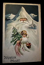 Rare~Santa Claus  Face in Mountain~Anthropomorphic Fantasy Christmas Postcard picture
