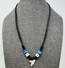 Real Mako Shark Tooth Pendant Surfer Necklace for Men | Wood Beads picture
