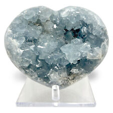 Natural Heart Shaped Celestite Gemstone Crystal Cluster Geode Specimen 2.2 Lb picture